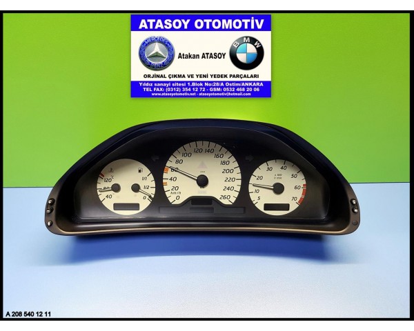 MERCEDES W208 CLK200 KOMPRESÖR KADRAN 2085401211 - 2085402611 VDO 110008737007 VDO 110008901007 A2085401211 A2085402611 A 208 540 12 11 A 208 540 26 11 W208 CLK200 KOMPRESÖR KİLOMETRE SAATİ